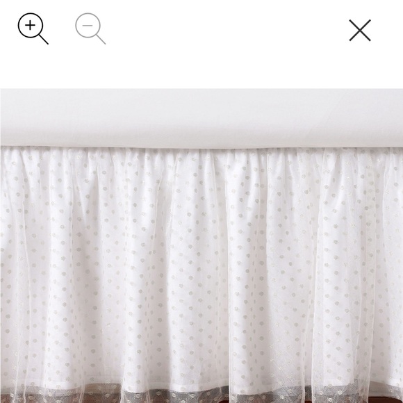 Pottery Barn Kids twin size silver dot tulle bed skirt NEW never